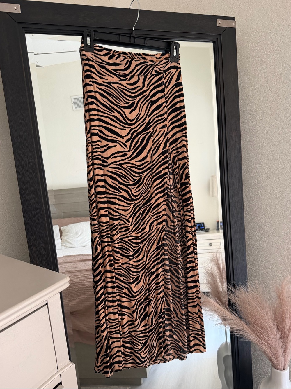 Windsor Zebra-Print Maxi Skirt in Tan and Black